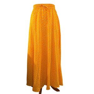 Simlu Polka Dot Maxi Skirt~Size Small~Yellow and White Summer Bottom NWT L5 12